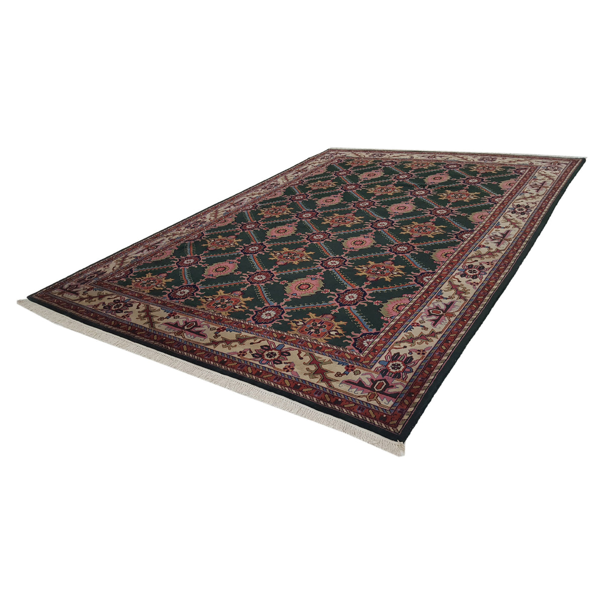 Pacific Turkestan 13854 Green Ivory Traditional Hand Knotted Rug