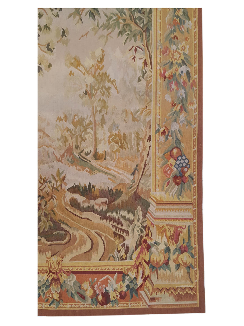 Pacific Tapestry 13945 Beige Yellow Tapestry Hand Knotted Rug