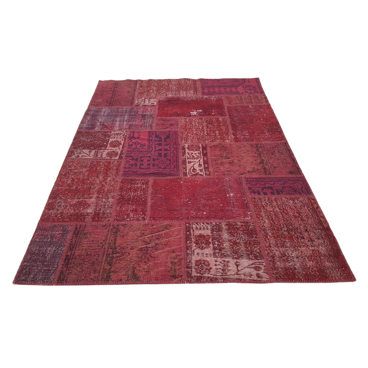 Pacific Patchwork 13972 Burgundy Red Patchwork Hand Knotted Rug