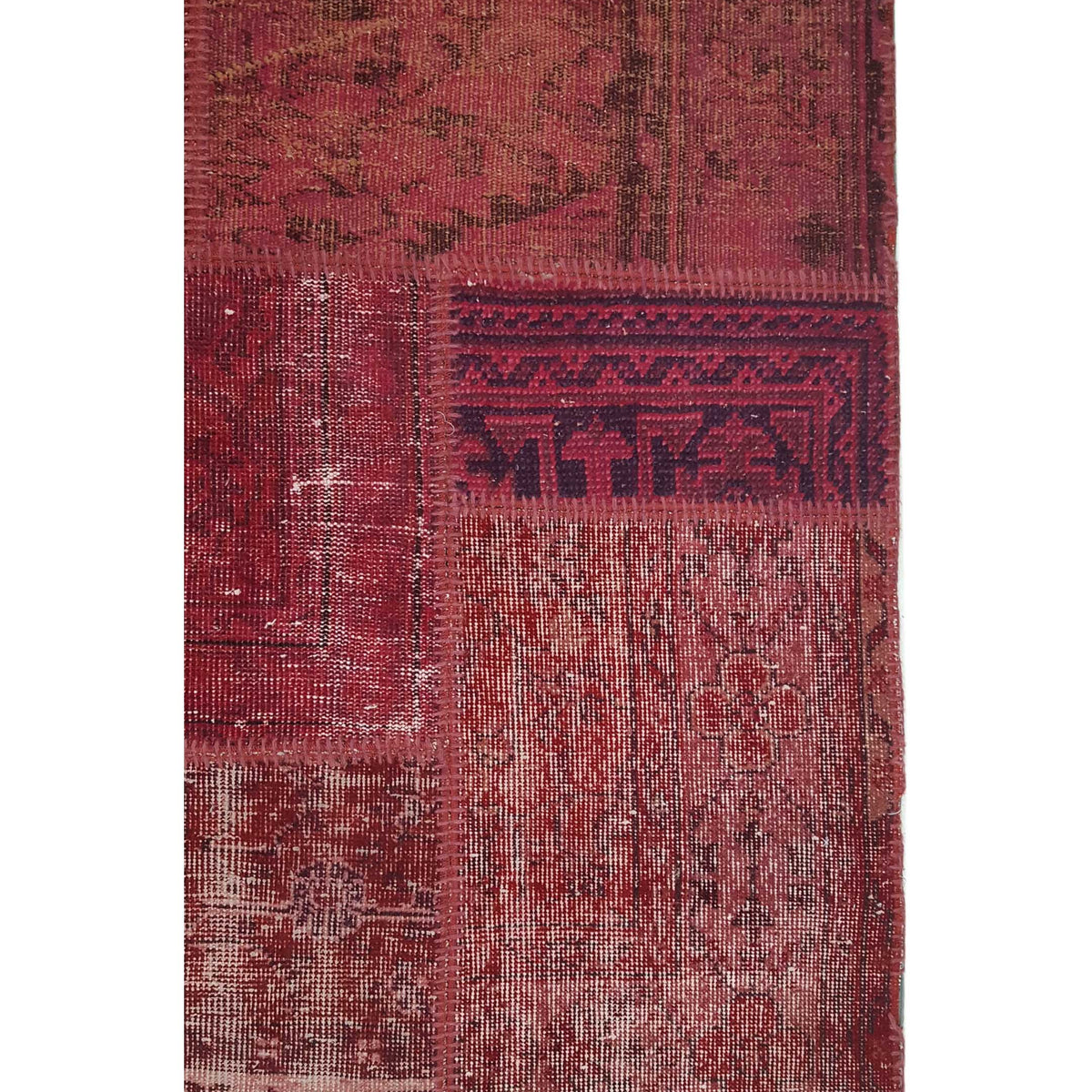 Pacific Patchwork 13972 Burgundy Red Patchwork Hand Knotted Rug
