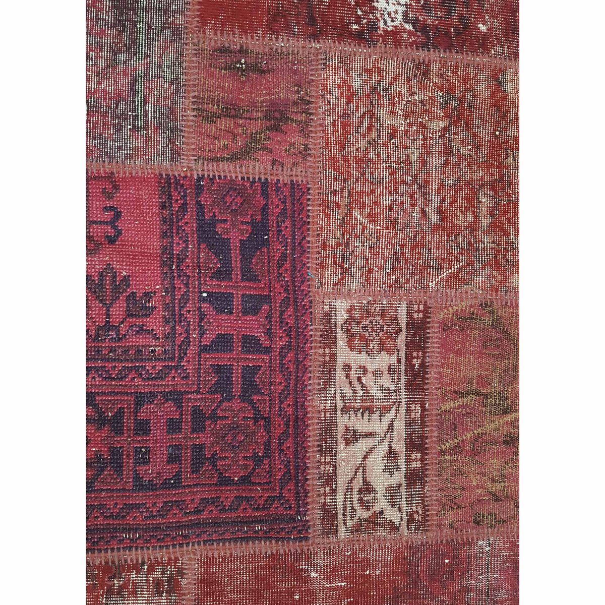 Pacific Patchwork 13972 Burgundy Red Patchwork Hand Knotted Rug
