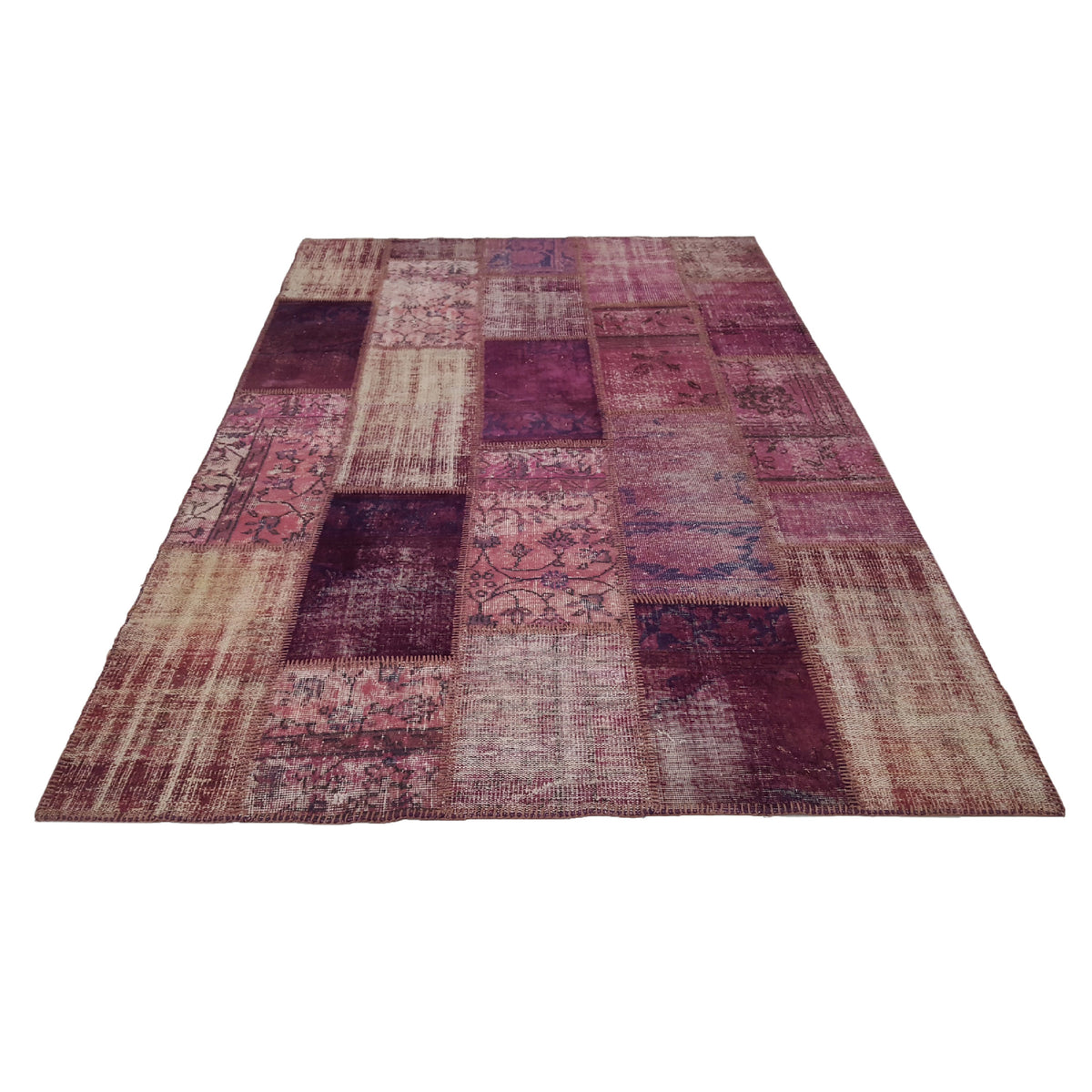 Pacific Patchwork 14114 Purple Purple Patchwork Hand Knotted Rug