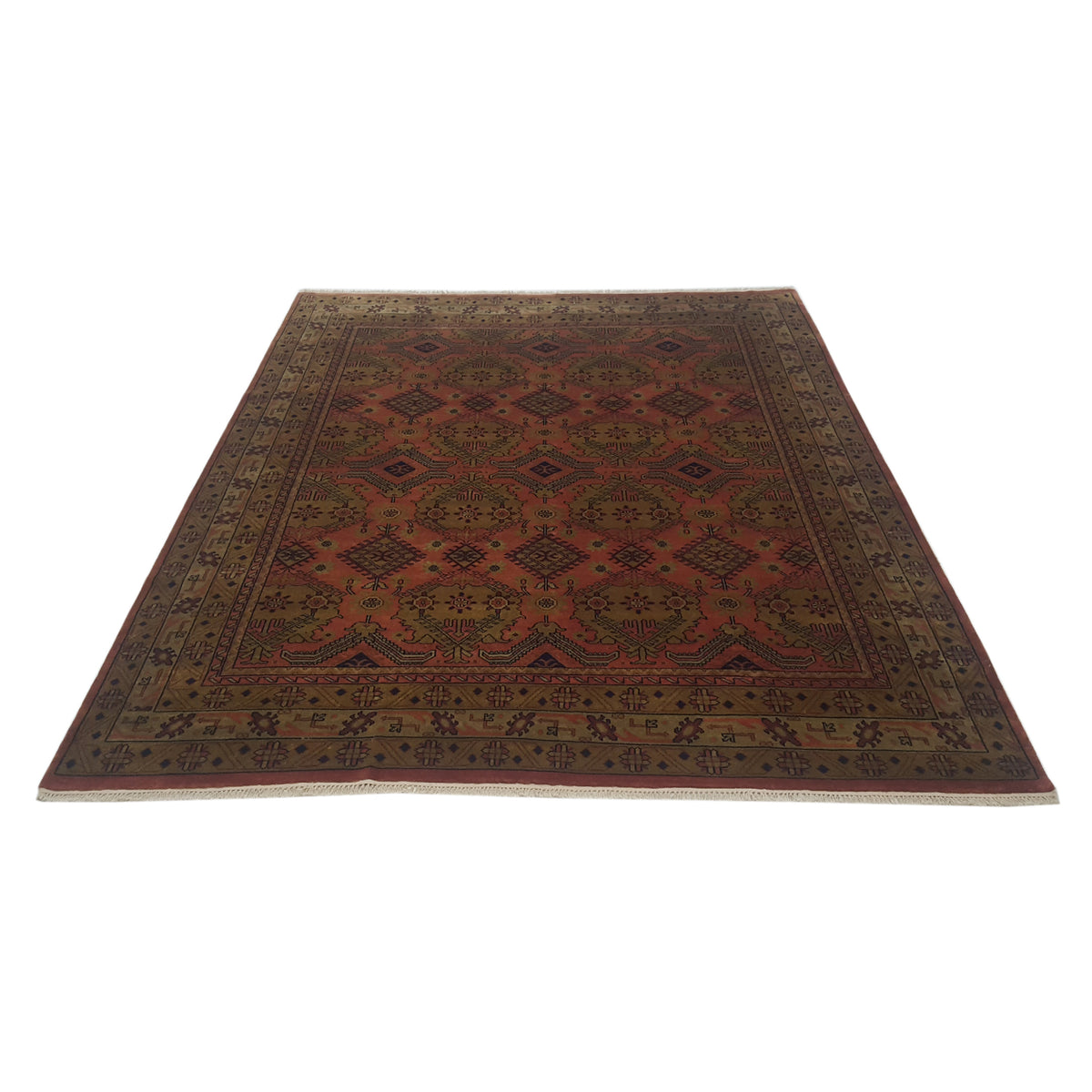 Pacific Tribal 14158 Coral Gold Traditional Hand Knotted Rug
