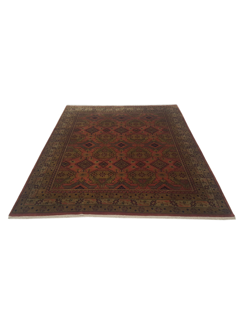 Pacific Tribal 14158 Coral Gold Traditional Hand Knotted Rug