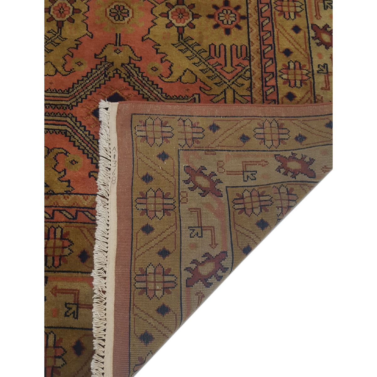 Pacific Tribal 14158 Coral Gold Traditional Hand Knotted Rug