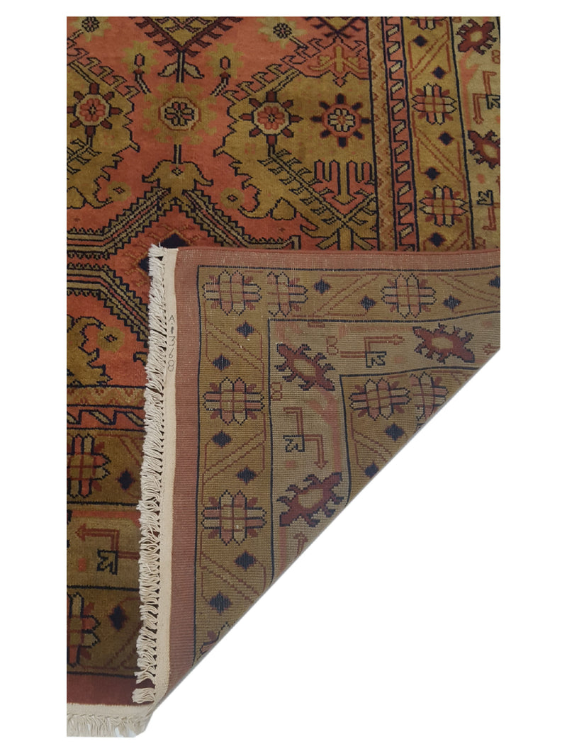 Pacific Tribal 14158 Coral Gold Traditional Hand Knotted Rug