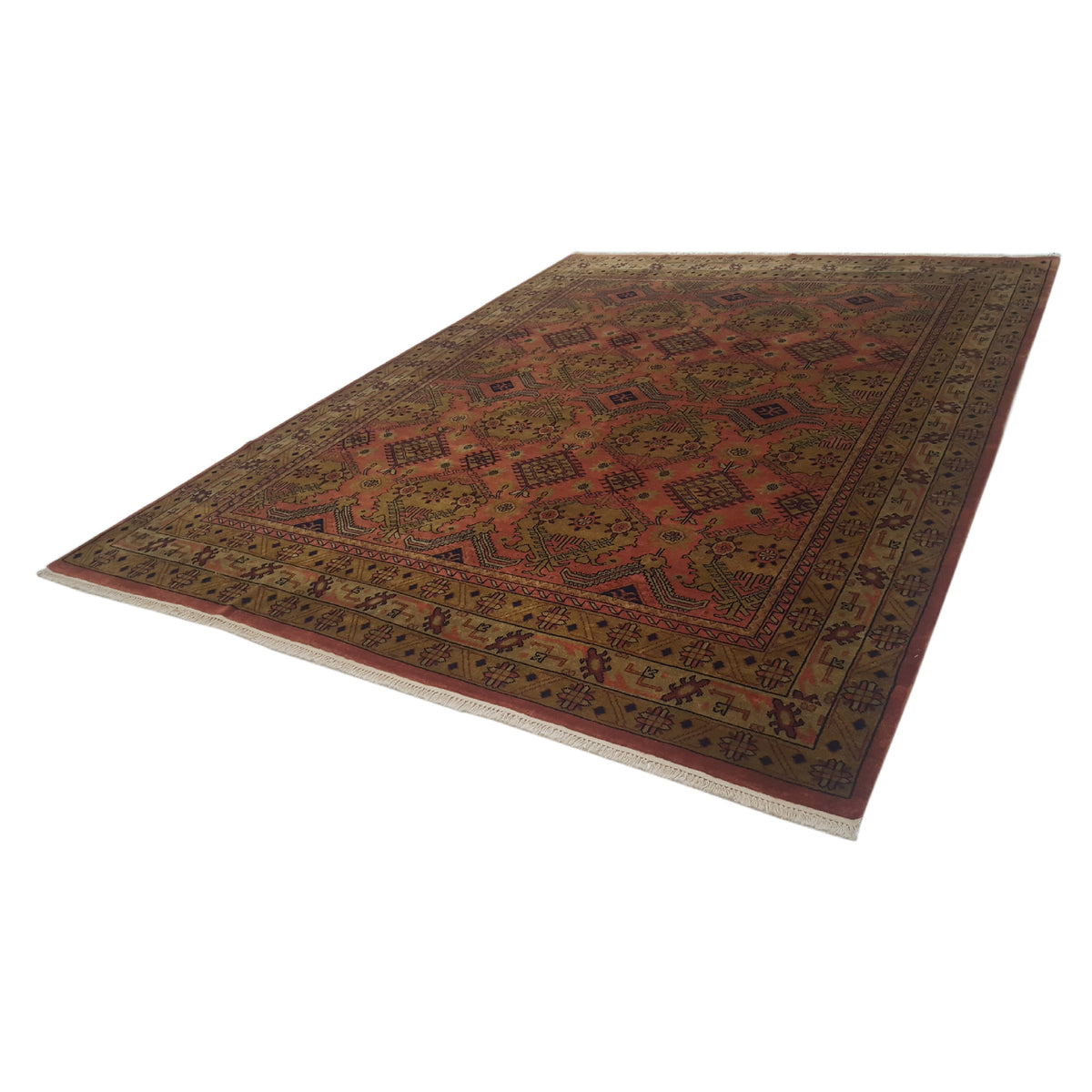 Pacific Tribal 14158 Coral Gold Traditional Hand Knotted Rug
