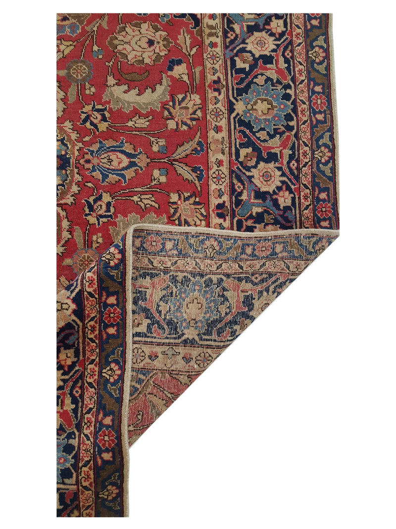 Fasa Antique Khoy 14483 Red Indigo Traditional Antique Rug