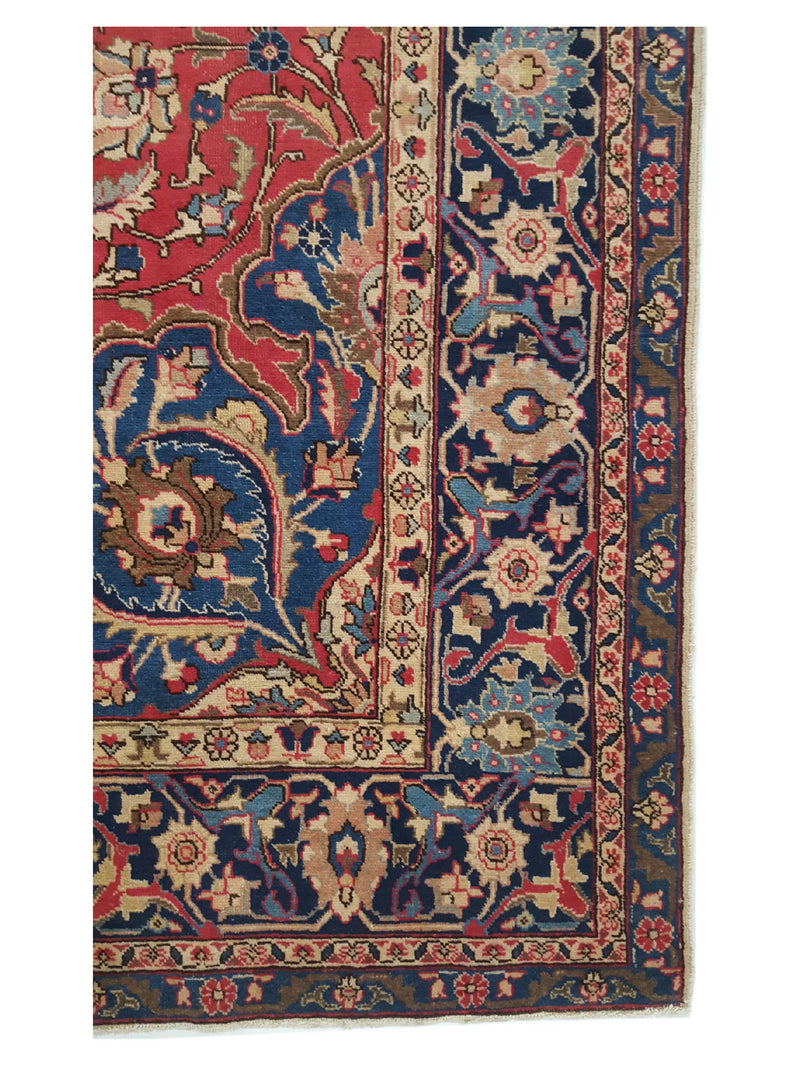 Fasa Antique Khoy 14483 Red Indigo Traditional Antique Rug