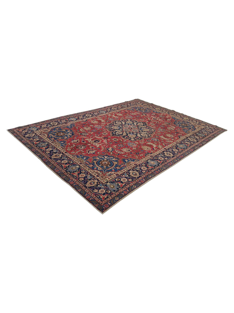 Fasa Antique Khoy 14483 Red Indigo Traditional Antique Rug