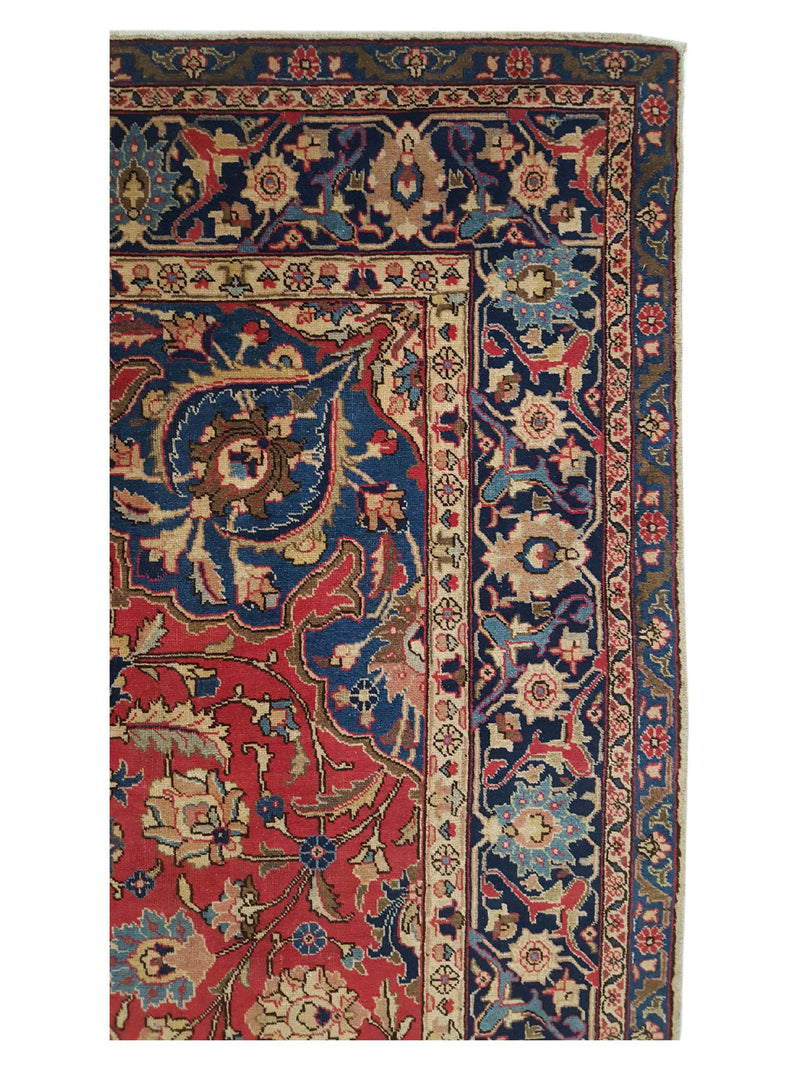 Fasa Antique Khoy 14483 Red Indigo Traditional Antique Rug