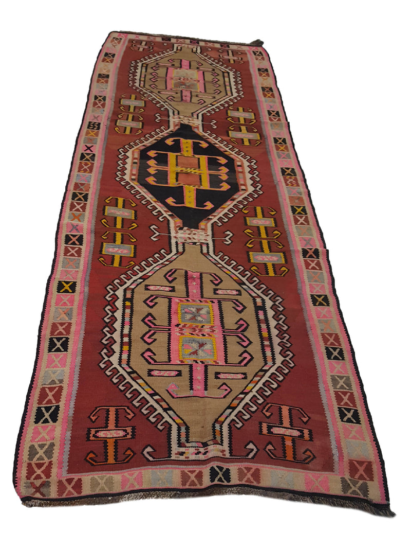 Aura Kilim 14485 Black Pink Kilim Hand Woven Rug