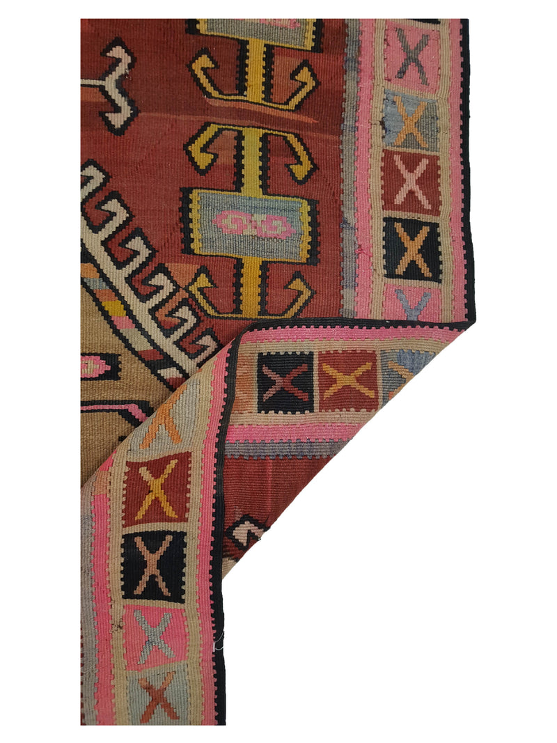 Aura Kilim 14485 Black Pink Kilim Hand Woven Rug