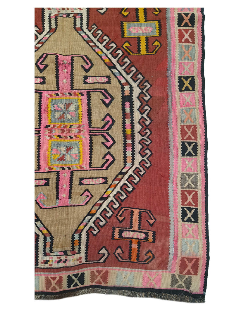 Aura Kilim 14485 Black Pink Kilim Hand Woven Rug
