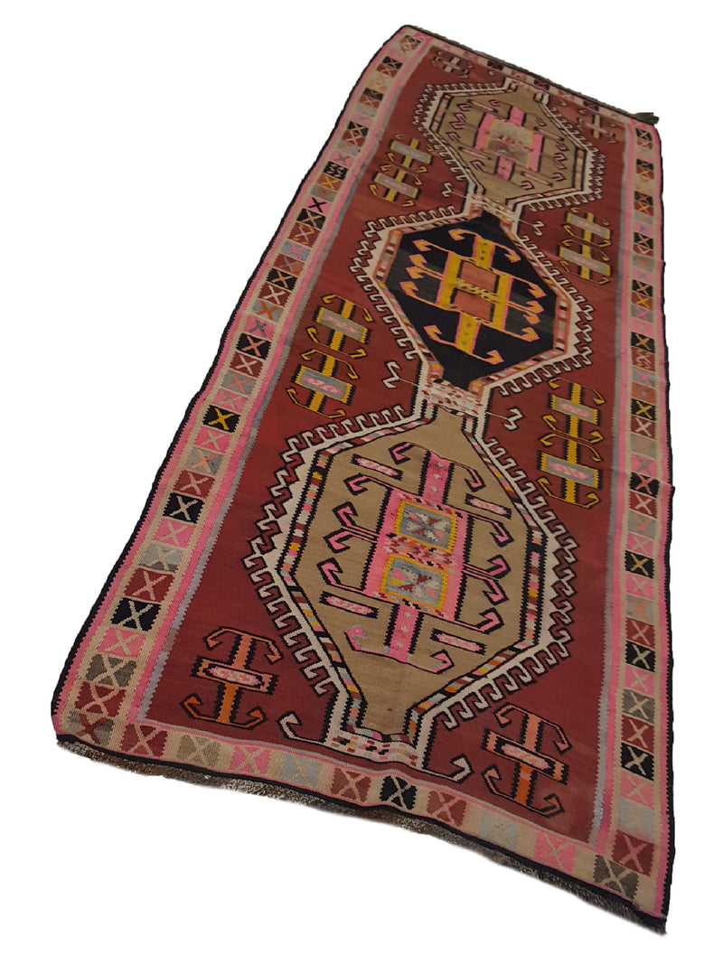 Aura Kilim 14485 Black Pink Kilim Hand Woven Rug