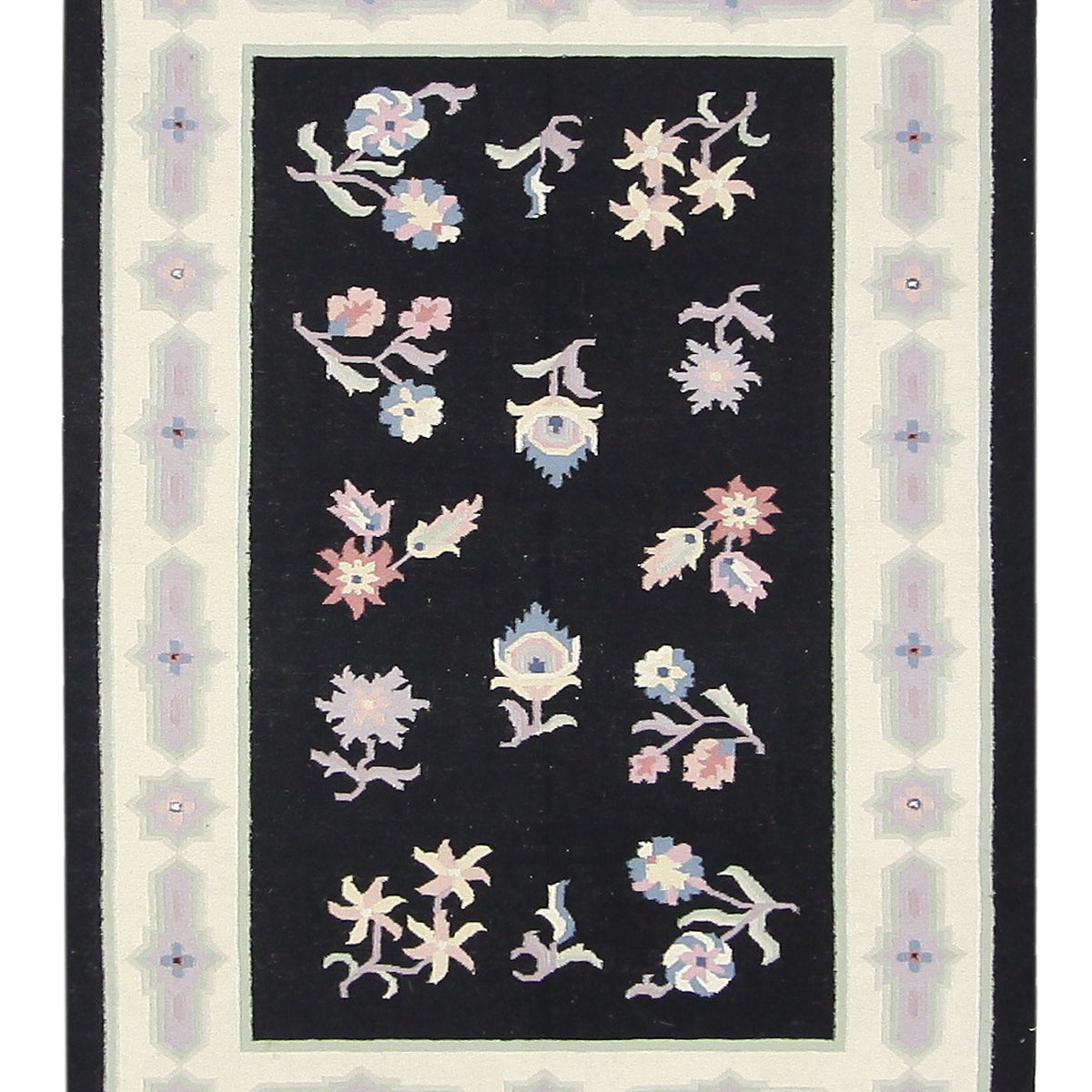 Pacific Dhurrie  Black Ivory Kilim