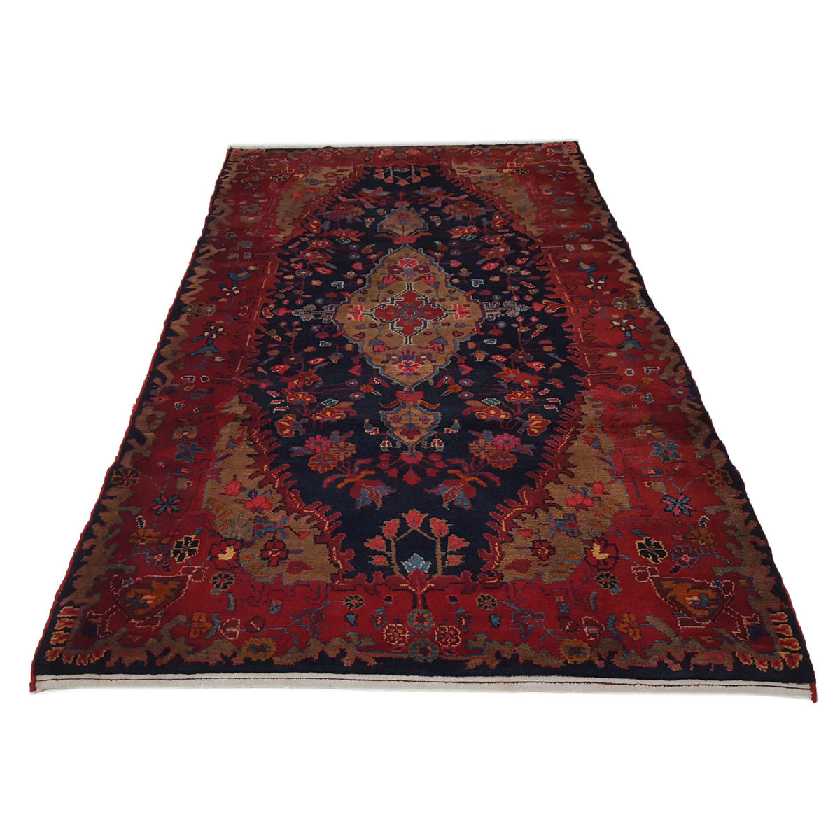 Pacific Hamadan 14490 Red Navy Traditional Hand Knotted Rug