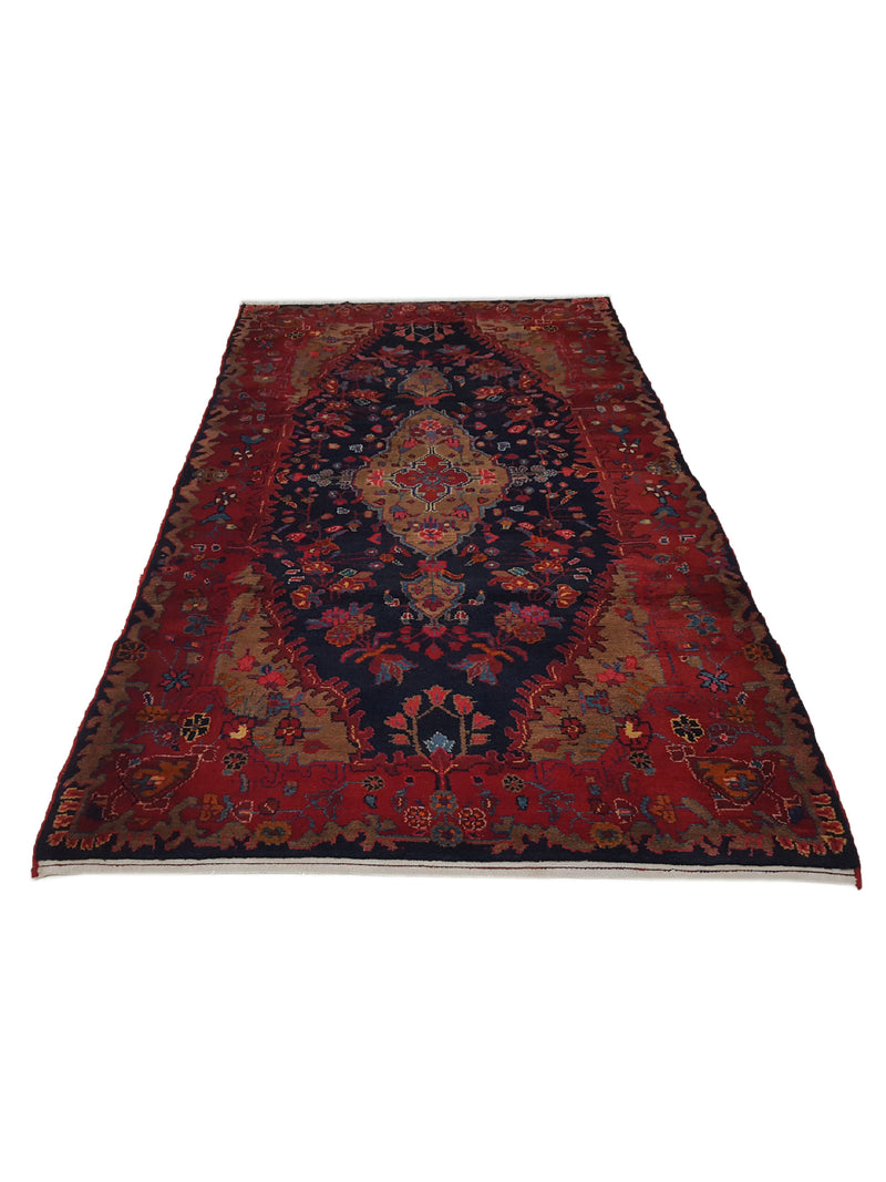 Pacific Hamadan 14490 Red Navy Traditional Hand Knotted Rug