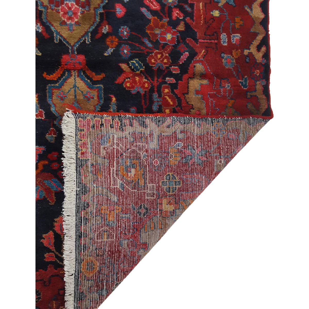 Pacific Hamadan 14490 Red Navy Traditional Hand Knotted Rug
