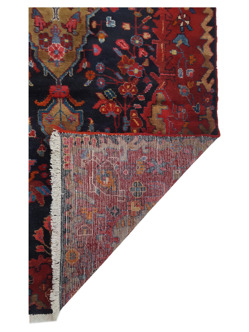 Pacific Hamadan 14490 Red Navy Traditional Hand Knotted Rug