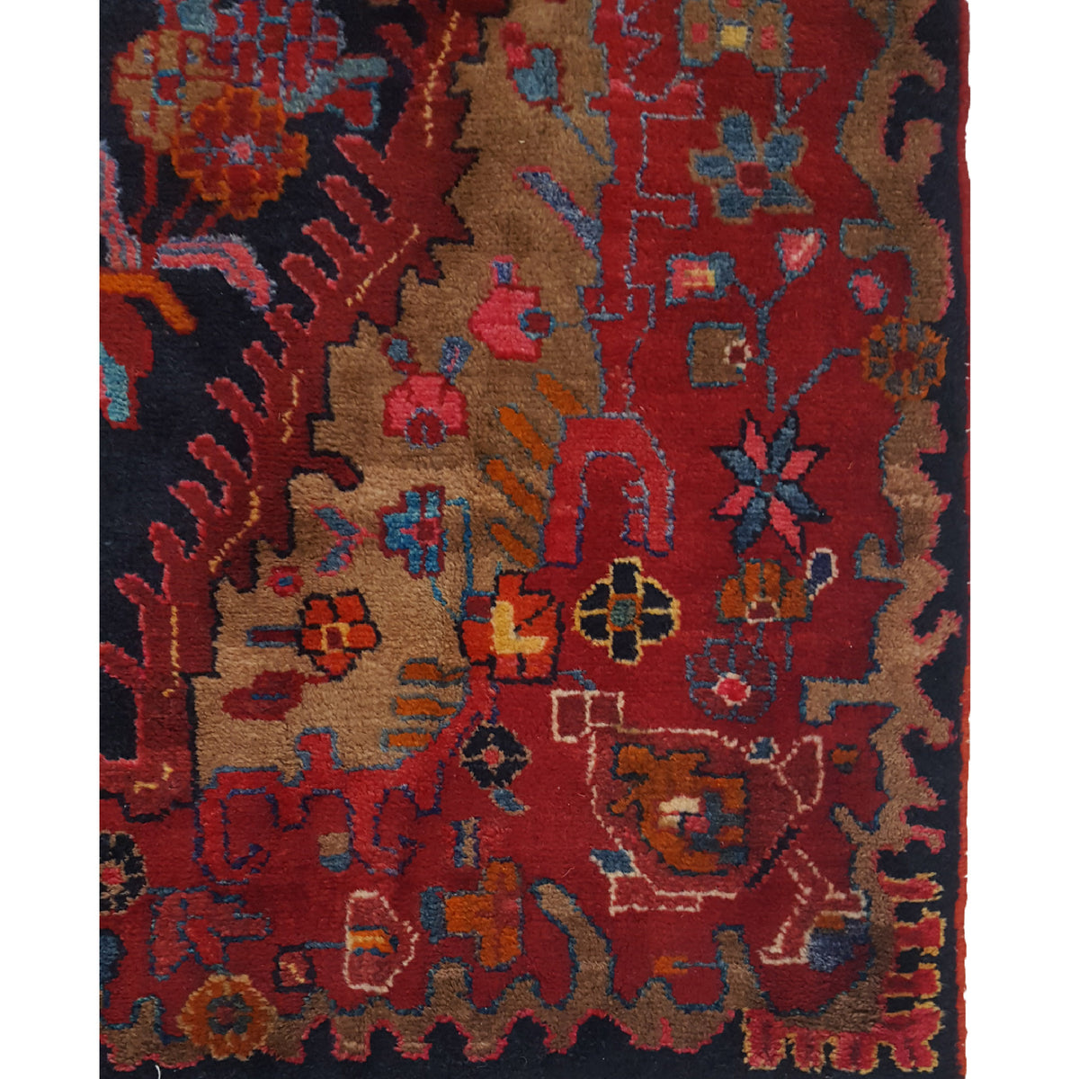 Pacific Hamadan 14490 Red Navy Traditional Hand Knotted Rug