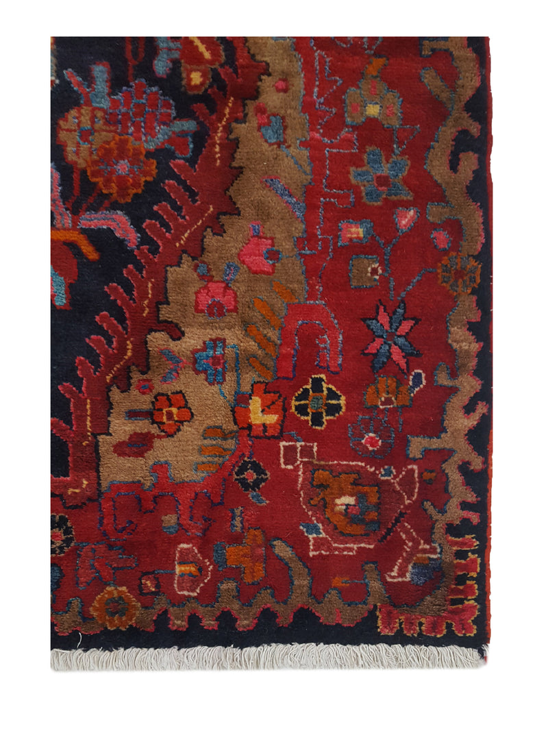 Pacific Hamadan 14490 Red Navy Traditional Hand Knotted Rug