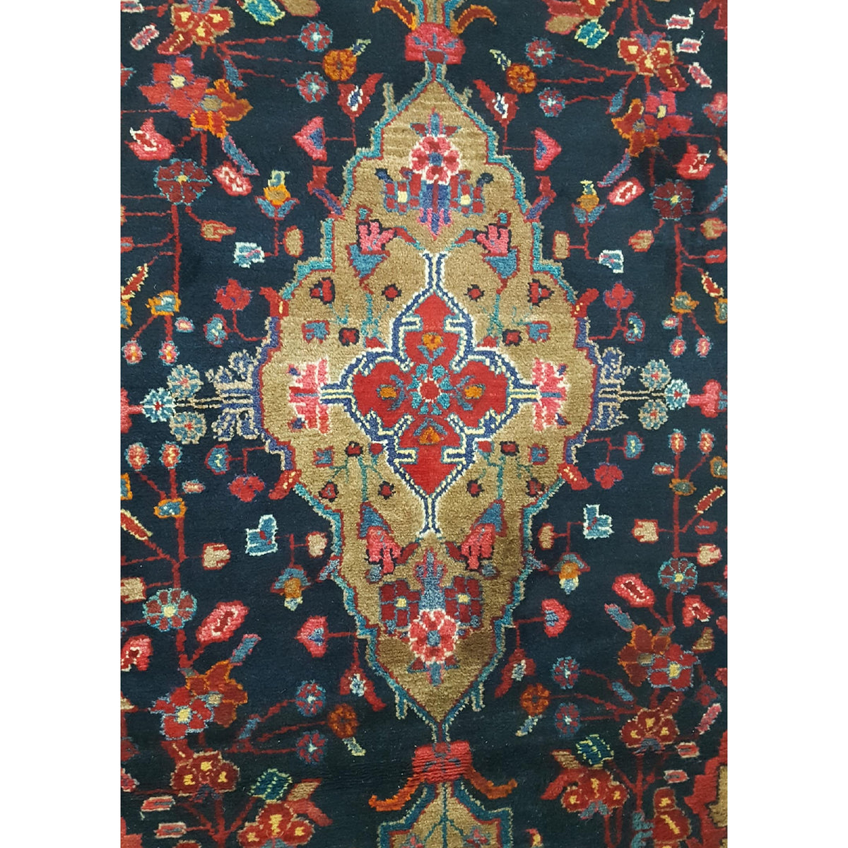 Pacific Hamadan 14490 Red Navy Traditional Hand Knotted Rug