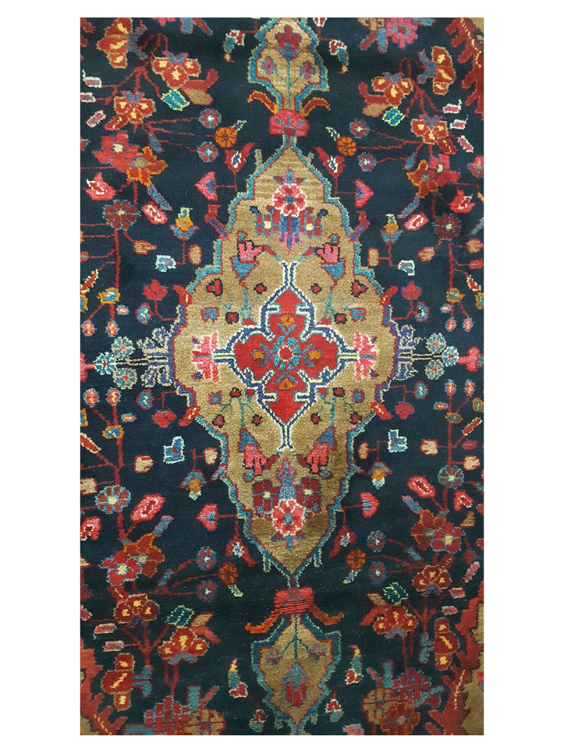 Pacific Hamadan 14490 Red Navy Traditional Hand Knotted Rug