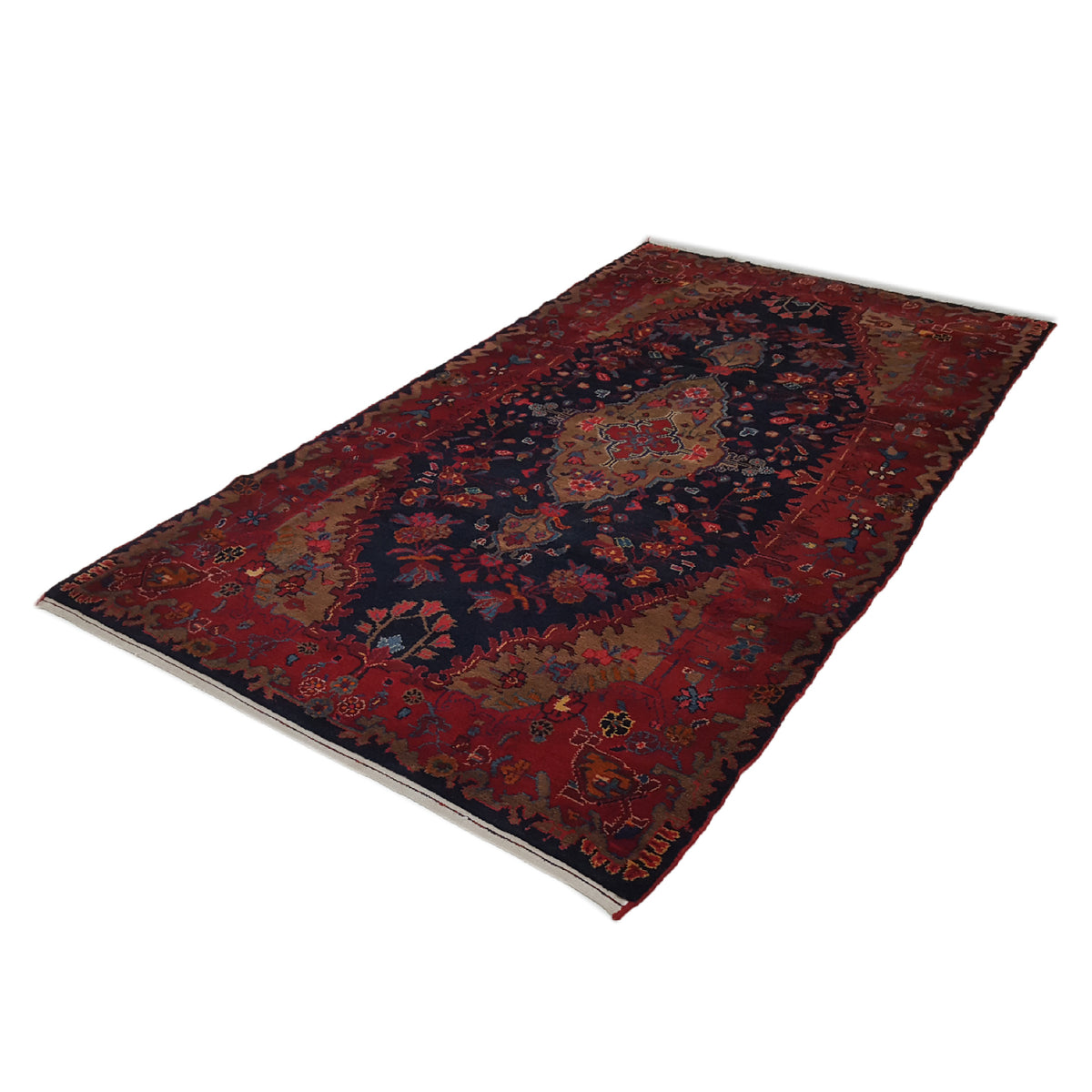 Pacific Hamadan 14490 Red Navy Traditional Hand Knotted Rug