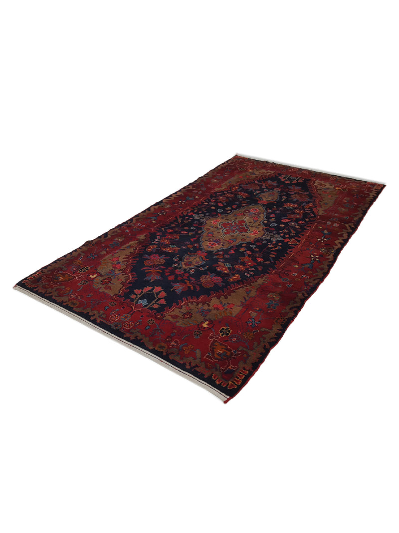 Pacific Hamadan 14490 Red Navy Traditional Hand Knotted Rug