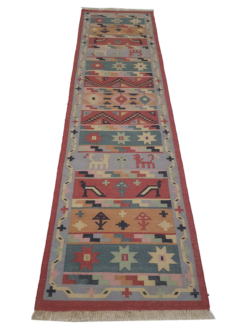 Aura Kilim 14499 Rust Multi Kilim Hand Woven Rug