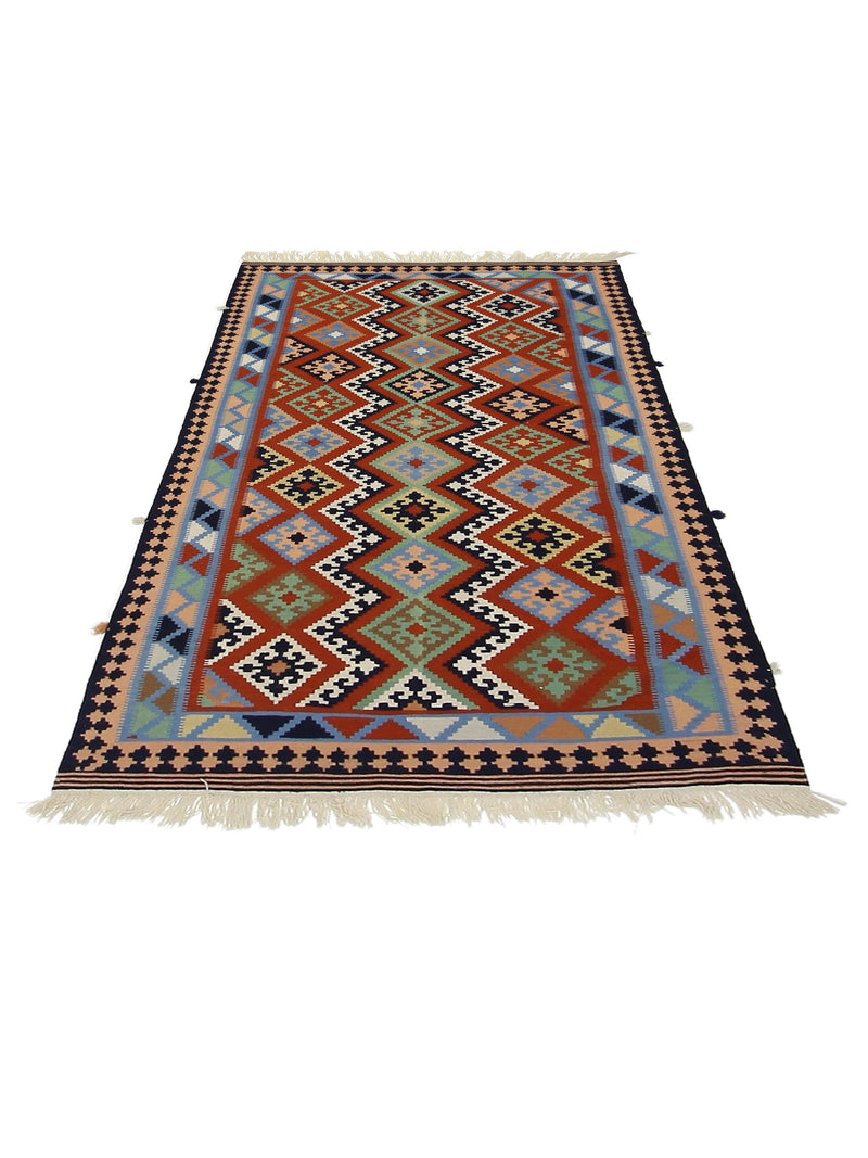 Aura Kilim 14501 Navy Peach Kilim Hand Woven Rug
