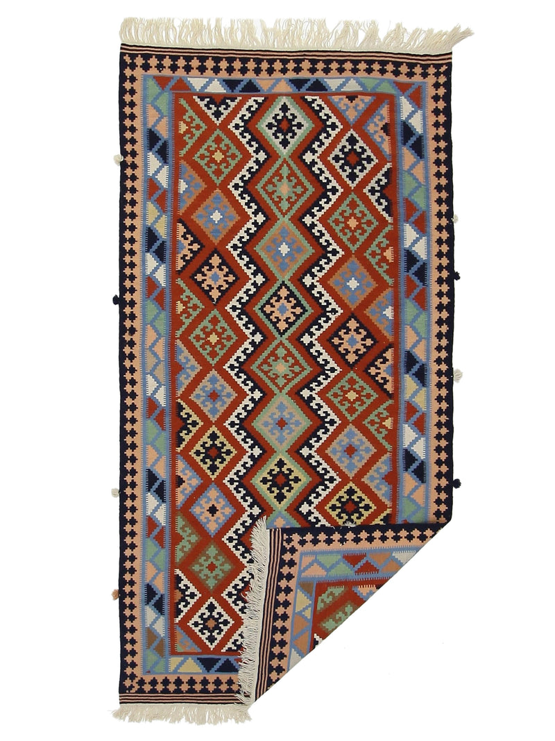 Aura Kilim 14501 Navy Peach Kilim Hand Woven Rug