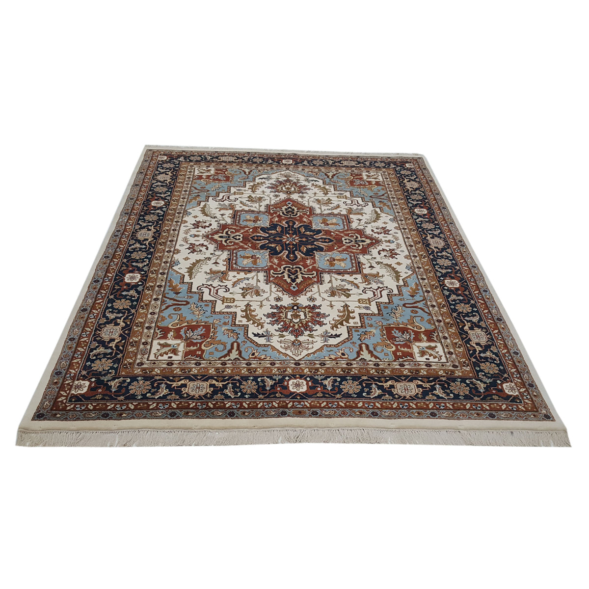 Pacific Indo 14531 Ivory Navy Traditional Hand Knotted Rug