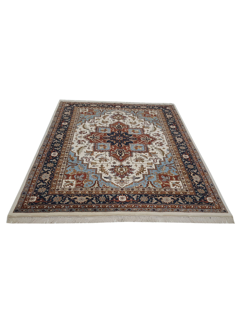 Pacific Indo 14531 Ivory Navy Traditional Hand Knotted Rug