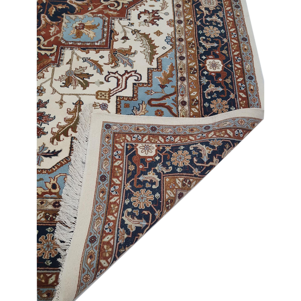 Pacific Indo 14531 Ivory Navy Traditional Hand Knotted Rug