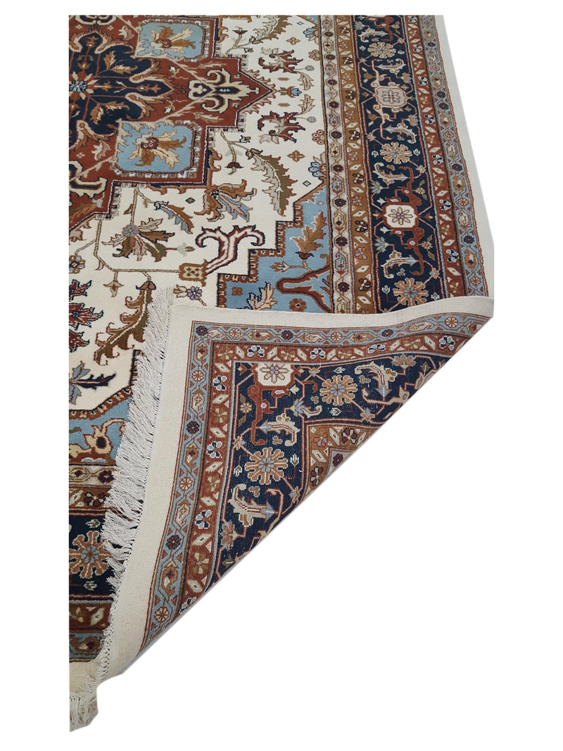 Pacific Indo 14531 Ivory Navy Traditional Hand Knotted Rug