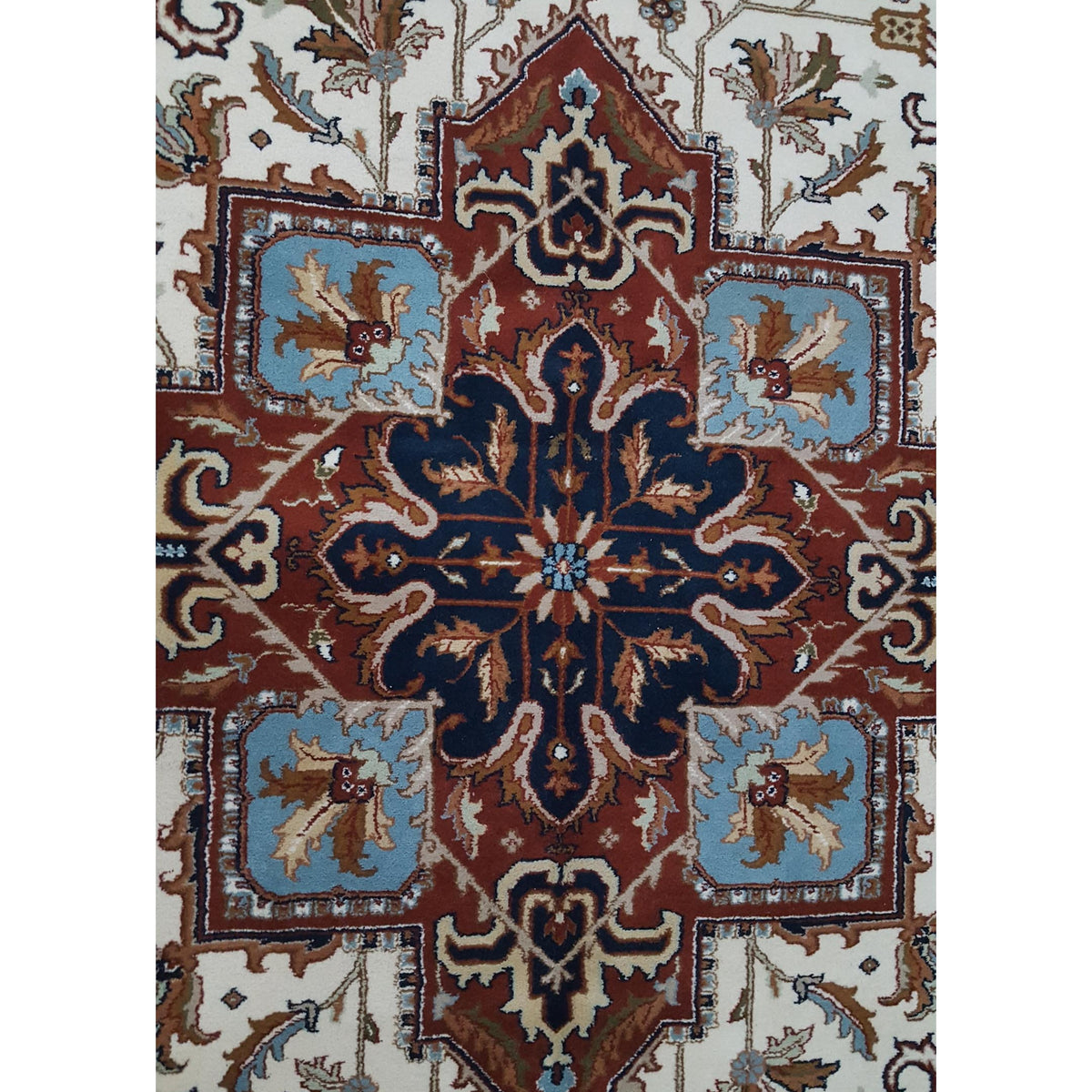 Pacific Indo 14531 Ivory Navy Traditional Hand Knotted Rug