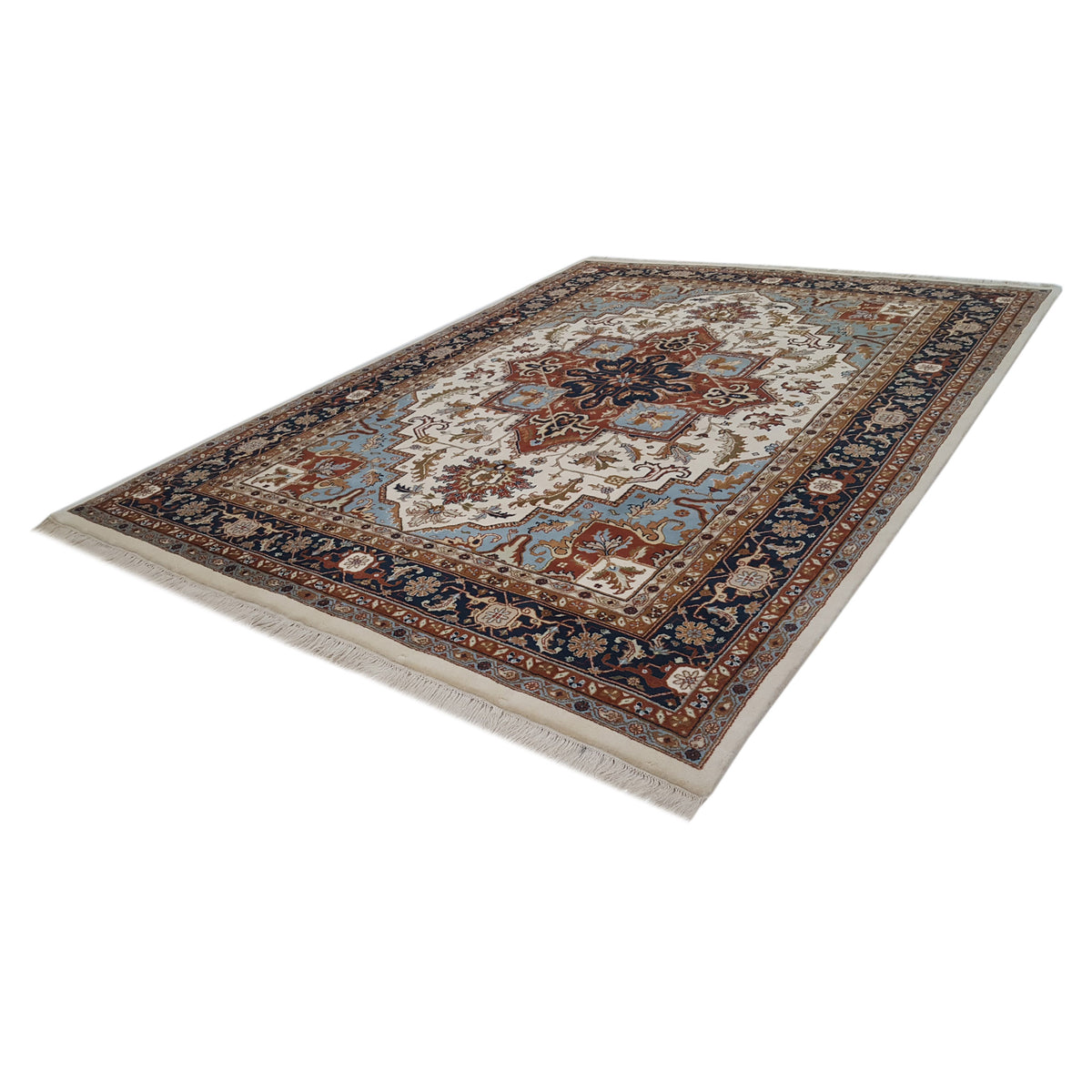 Pacific Indo 14531 Ivory Navy Traditional Hand Knotted Rug