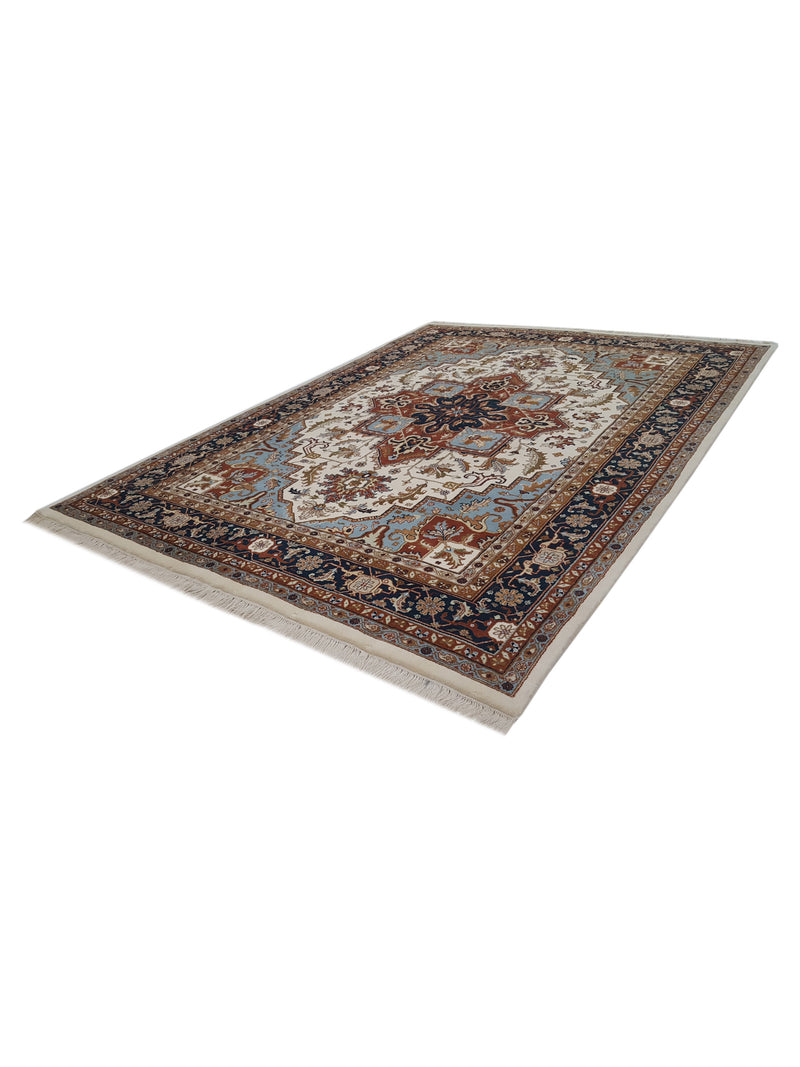 Pacific Indo 14531 Ivory Navy Traditional Hand Knotted Rug