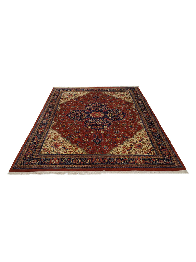 Pacific Sarouk 14534 Red Navy Traditional Hand Knotted Rug