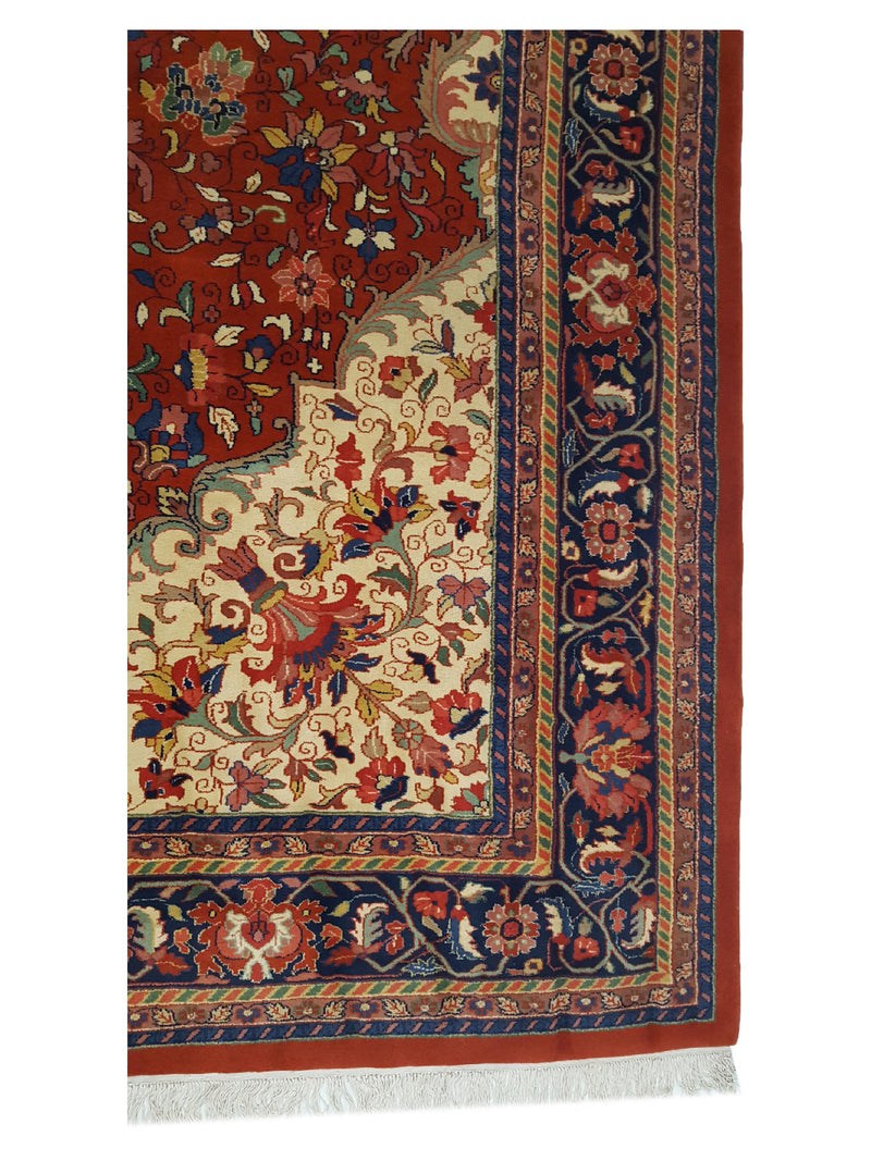 Pacific Sarouk 14534 Red Navy Traditional Hand Knotted Rug