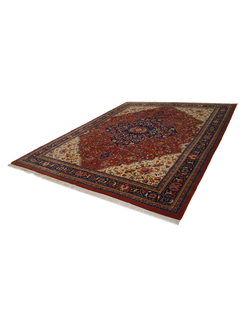 Pacific Sarouk 14534 Red Navy Traditional Hand Knotted Rug