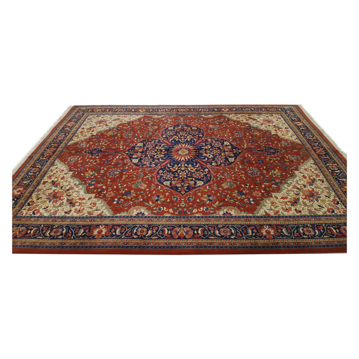 Pacific Sarouk 14534 Red Navy Traditional Hand Knotted Rug