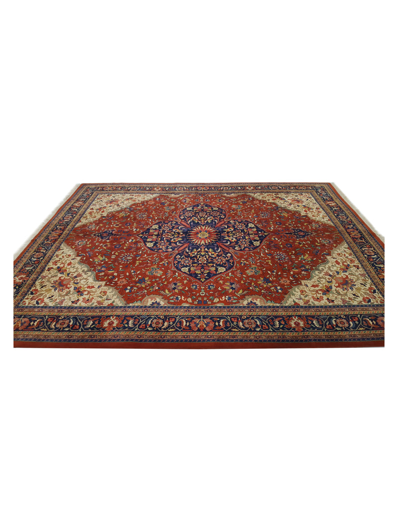 Pacific Sarouk 14534 Red Navy Traditional Hand Knotted Rug