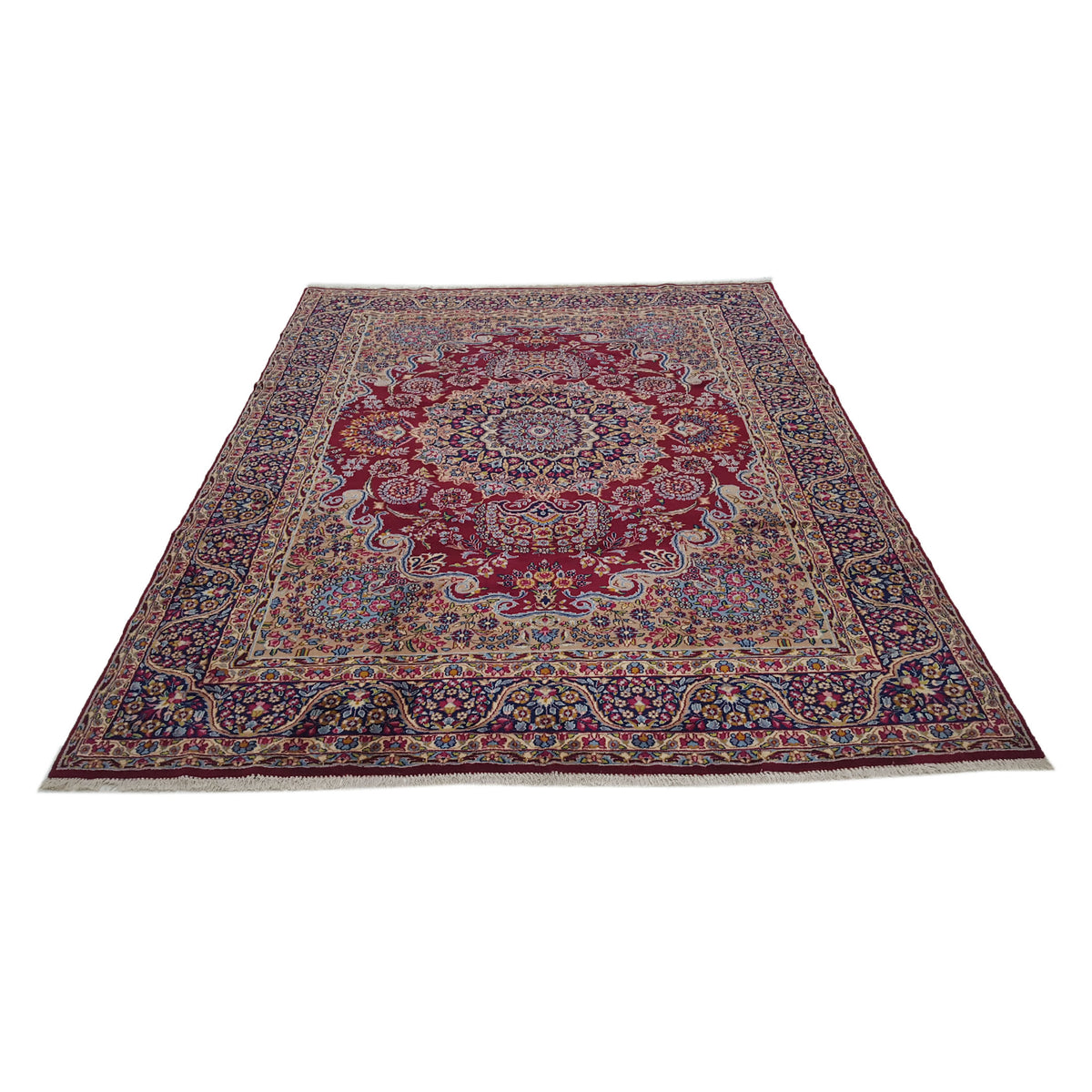 Pacific Kerman 14537 Burgundy Navy Traditional Hand Knotted Rug