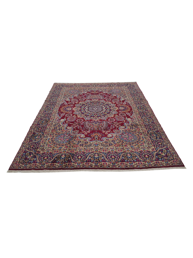 Pacific Kerman 14537 Burgundy Navy Traditional Hand Knotted Rug