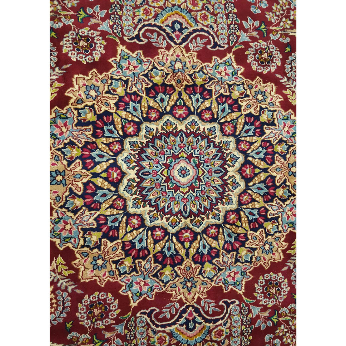 Pacific Kerman 14537 Burgundy Navy Traditional Hand Knotted Rug
