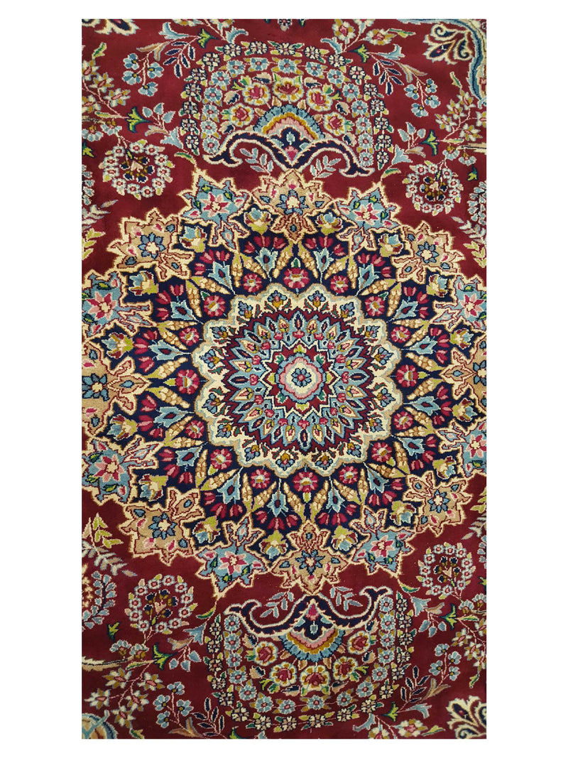 Pacific Kerman 14537 Burgundy Navy Traditional Hand Knotted Rug