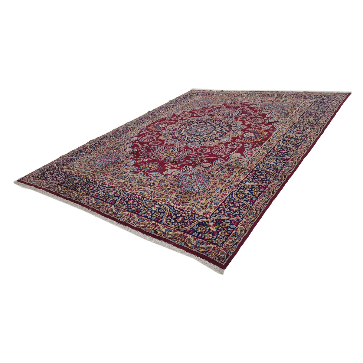 Pacific Kerman 14537 Burgundy Navy Traditional Hand Knotted Rug